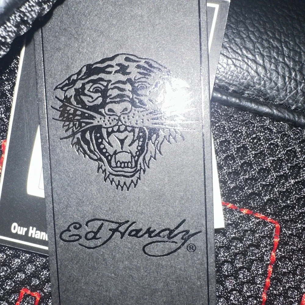 Ed Hardy Backpack Black Check Patches Backpack New
